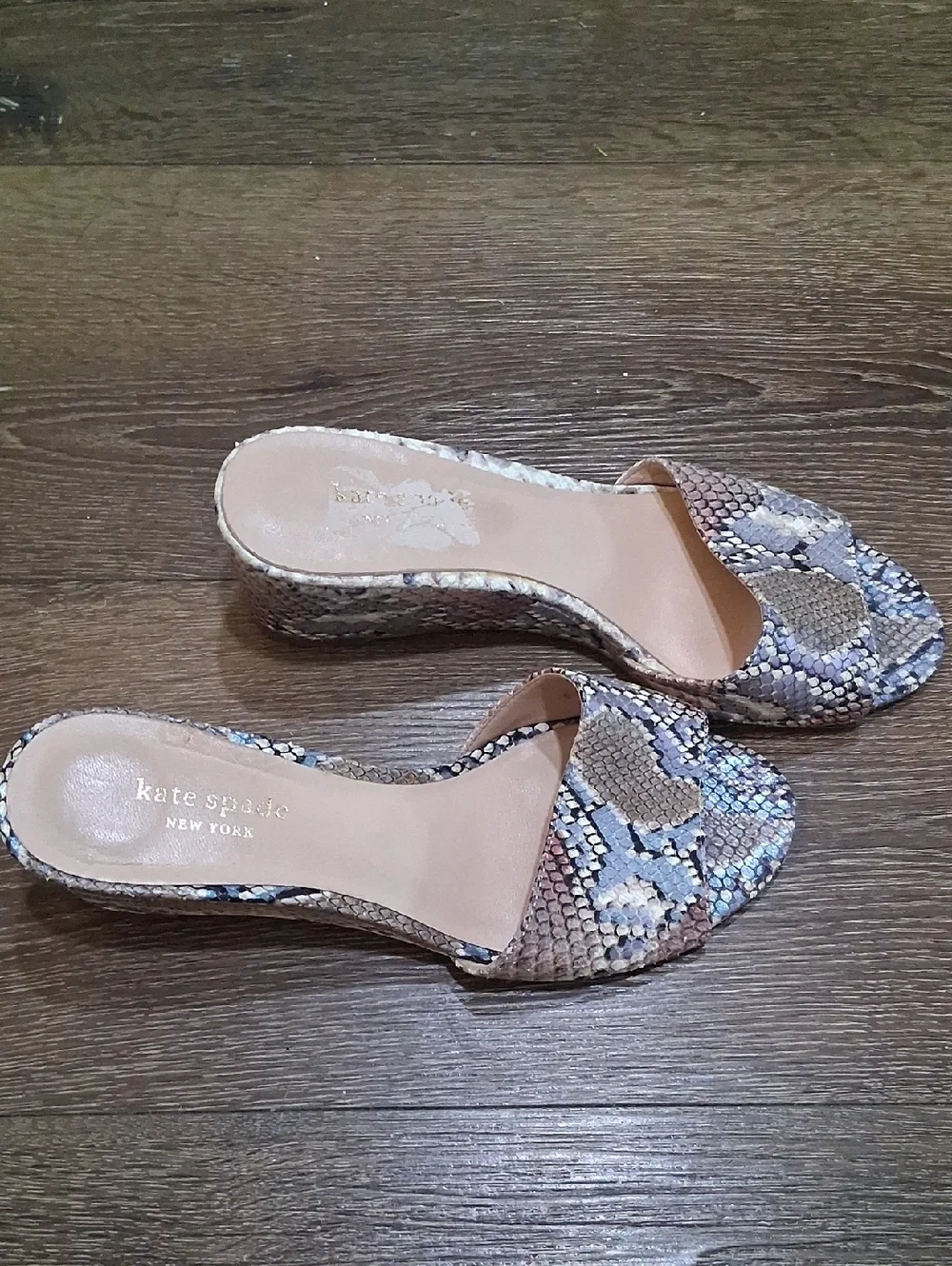 kate spade Multicolor Snakeskin-Print Slide Mules